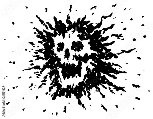 Terrible blot skull. Vector illustration.