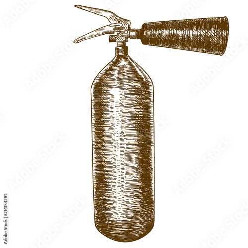 engraving drawing illustration of fire extinguisher