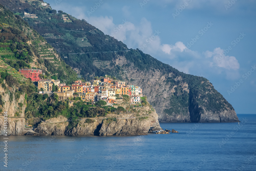 View of Manarola, one of colorful villages of Cinque Terre, Italy.