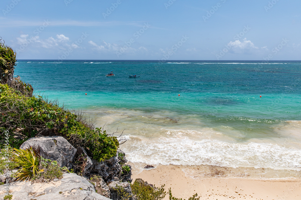 Turquoise Waters on the Caribbean Sea Near Tulum Maya Ruins, Cozumel, Mexico Turquoise Waters on the Caribbean Sea Near Tulum Maya Ruins, Cozumel, Mexico
