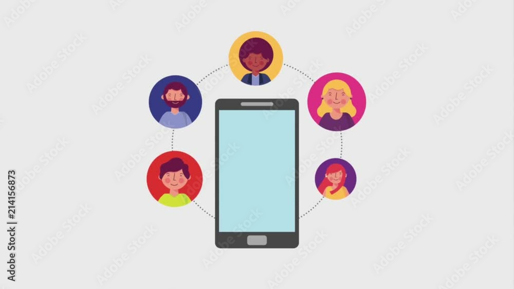smartphone people contacts group digital animation smartphone people contacts group digital animation