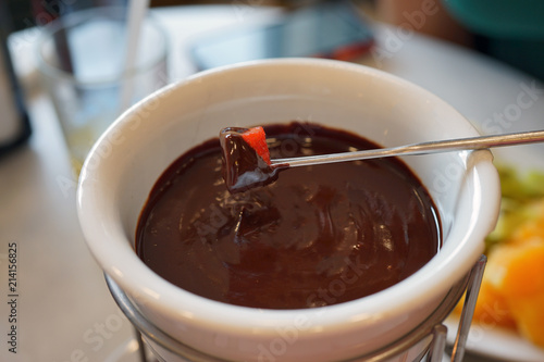 Fruit chocolate fondue