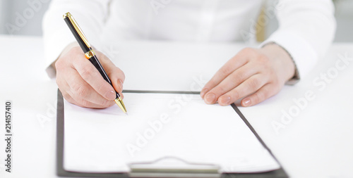 modern business woman working with documents in the workplace