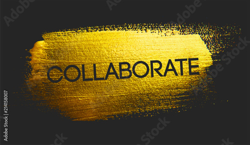 Collaborate Text on Golden Brush Dark Background