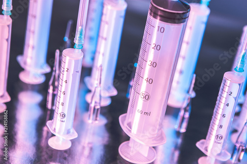 Syringes. Medical tool on a...