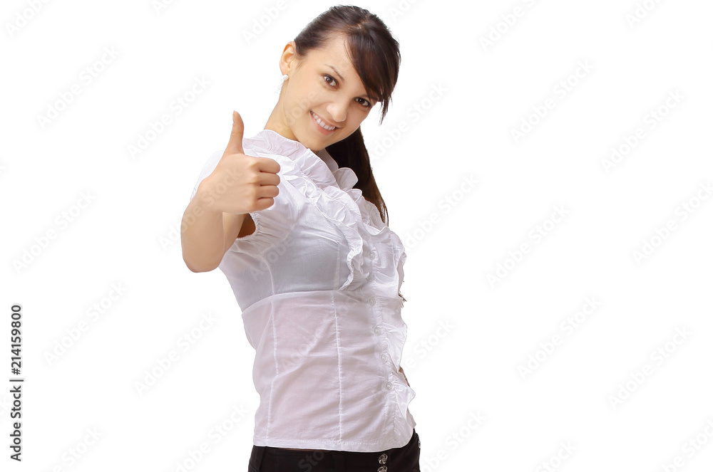closeup.young business woman showing thumb up. closeup.young business woman showing thumb up.