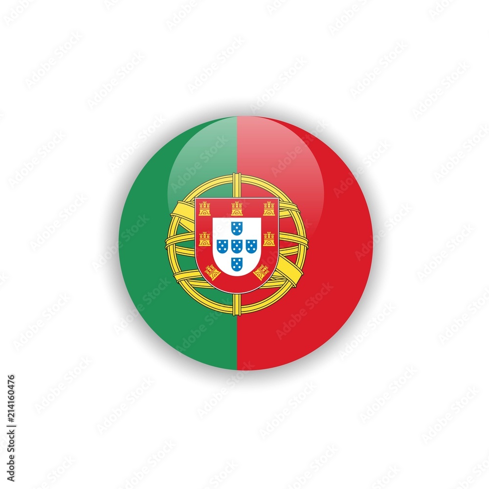 Button Portugal Flag Vector Template Design