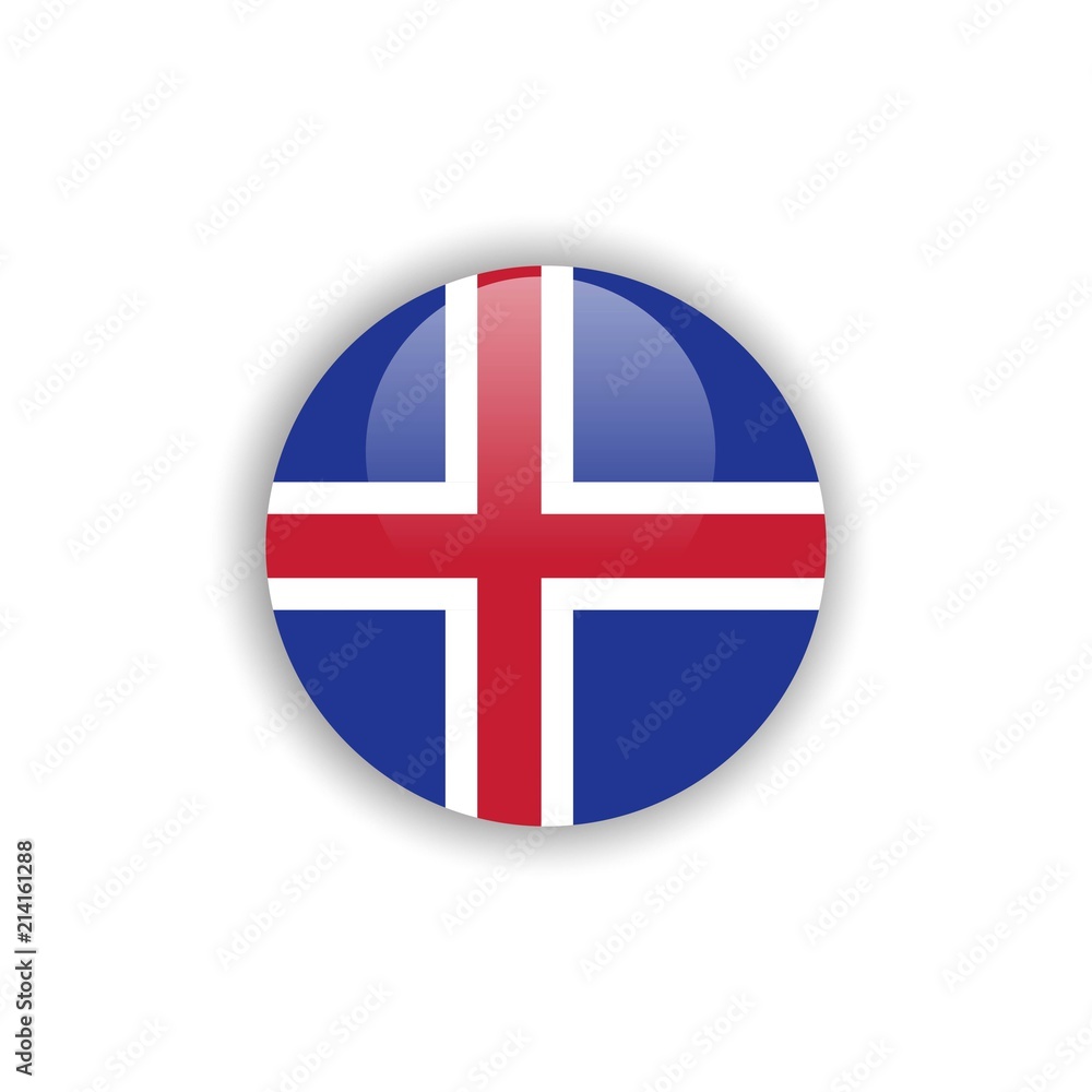 Button Iceland Flag Vector Template Design Button Iceland Flag Vector Template Design