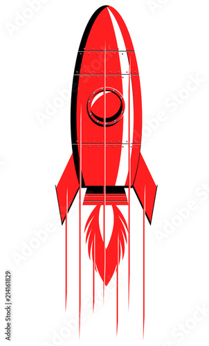 Vintage launching rocket vector