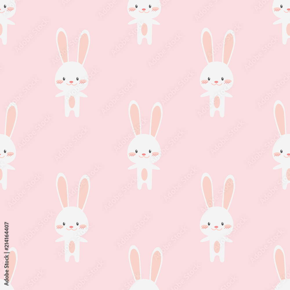 Cute adorable baby rabbit bunny cartoon seamless pattern wallpaper Stock  Vector | Adobe Stock