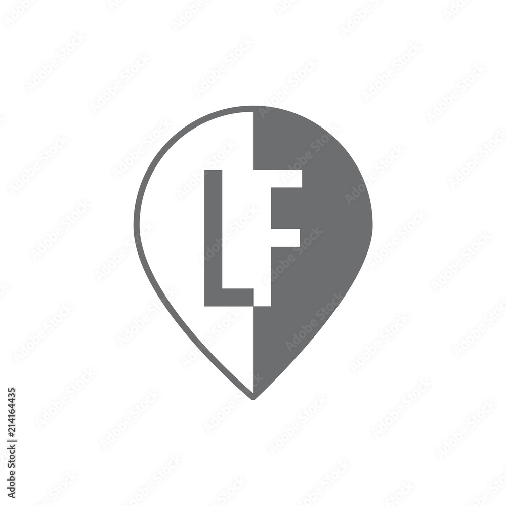 L F Initial Letter in pin logo vector element L F Initial Letter in pin logo vector element