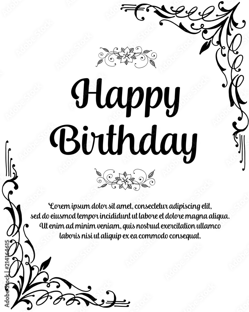 Birthday card with floral style vector illustration 