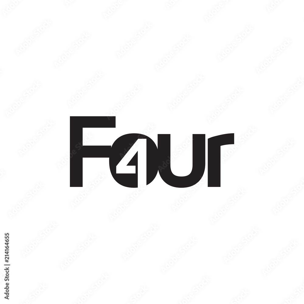 Four text logo vector template. Number logo text element Four text logo vector template. Number logo text element