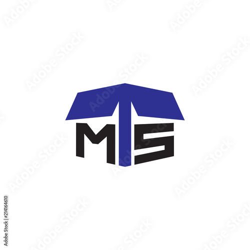 M T S Letter initial with cardboard Logo vector element. cardboard Logo Template