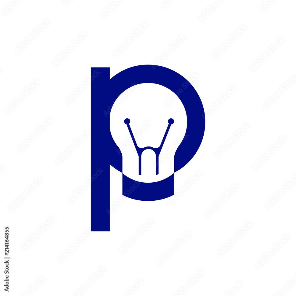P Letter with smart bulb Logo vector element. Letter with negative space bulb Logo Template P Letter with smart bulb Logo vector element. Letter with negative space bulb Logo Template