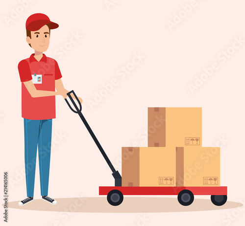 courier character delivery service icon vector illustration design