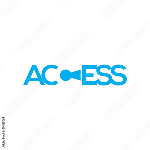 Access text logo with key vector template. Key Access logo text element