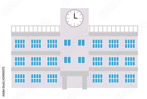 学校　建物　時計　アイコン
