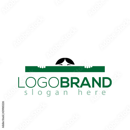 someone is behind a desk logo vector element