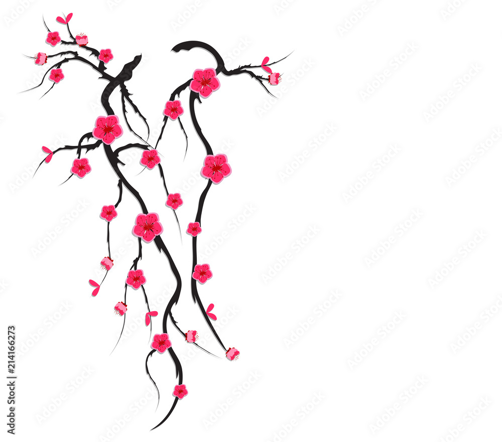 Obraz premium Vector Cherry blossom for Chinese New Year and mid autumn festival