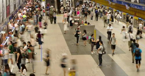 Time lapse of busy train station