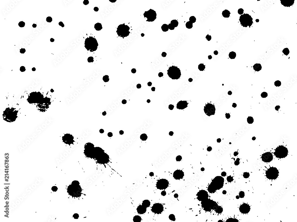 Handdrawn grunge texture. Abstract ink drops background. Black and white grunge illustration. Vector watercolor artwork pattern.