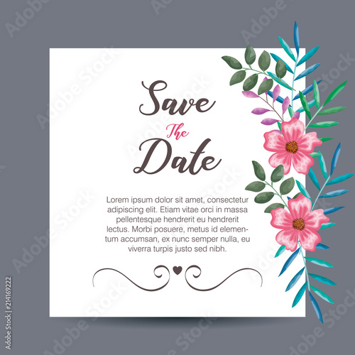 invitation card with flowers decoration vector illustration design