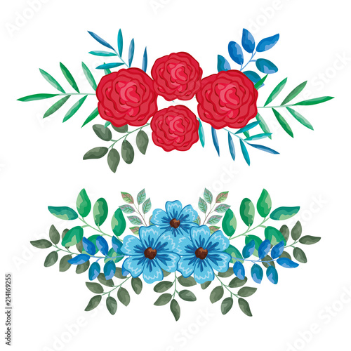 beautiful roses and leafs decoration vector illustration design © Gstudio