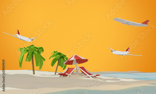 lounge and umbrella on sand...