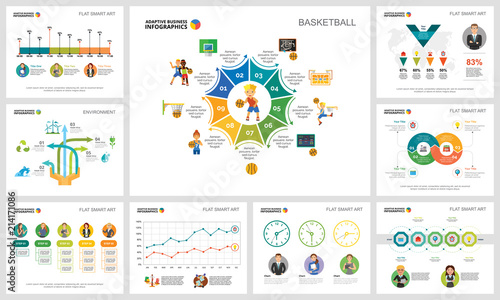 Colorful diagrams set for presentation slide templates. Business design elements. Planning concept can be used for annual report, advertising, flyer layout and banner design.