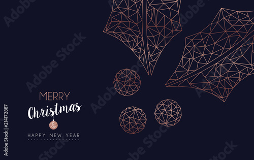 Christmas and new year abstract holly leaf card