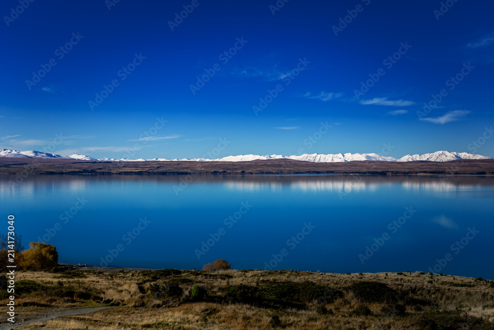 Autumn in Lake Pukaki , south Island, New Zealand landscape