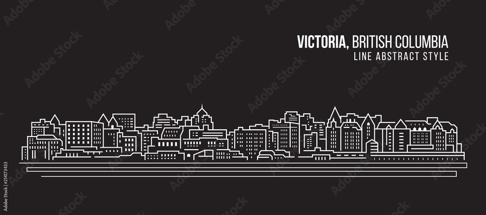 Cityscape Building Line art Vector Illustration design - Victoria city , British Columbia