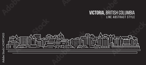 Cityscape Building Line art Vector Illustration design - Victoria city , British Columbia
