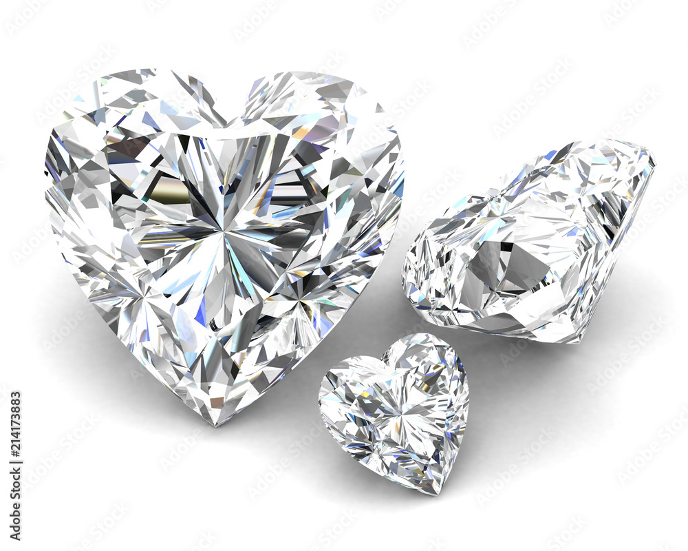 Diamonds on white 3D rendering model Diamonds on white 3D rendering model