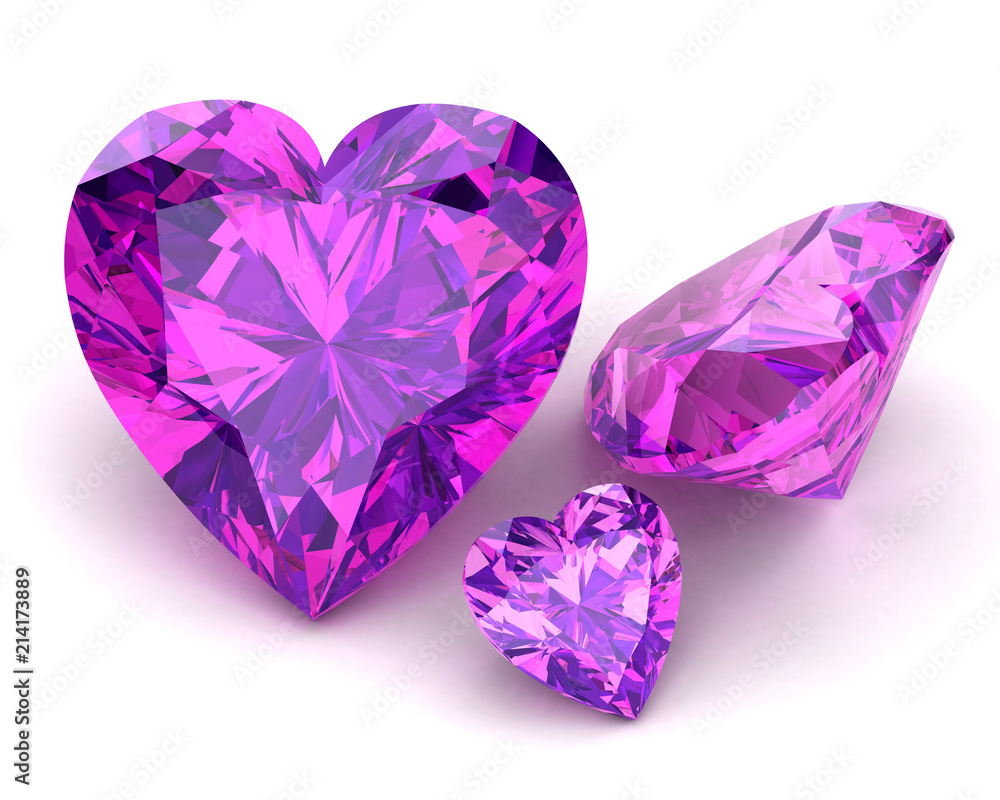 Beautiful gems on a white background , 3D illustration.