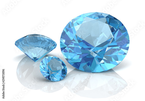 Принти на полотні Beautiful gems on a white background , 3D illustration.