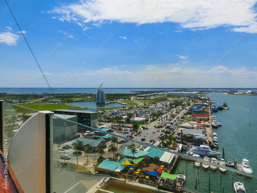 Cape Canaveral, USA. The arial view of port Canaveral from cruise ship