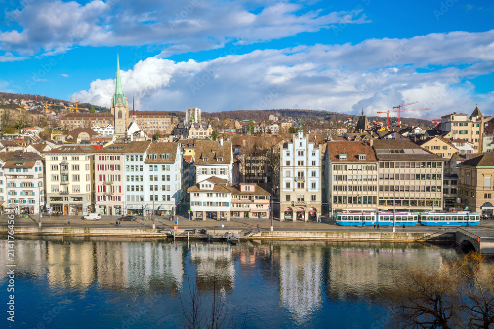 Beautiful view of the historic city center of Zurich
