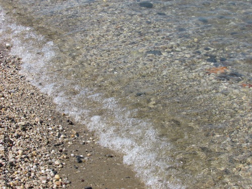 The shore at the pebbly beach.