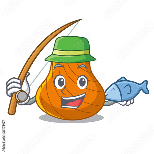 Fishing hard shell mascot cartoon