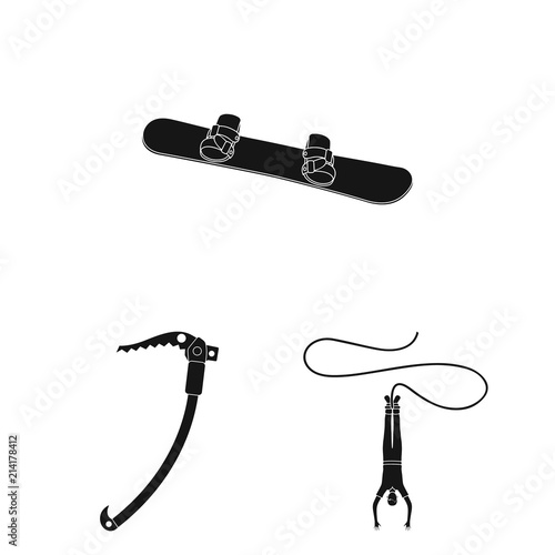 Extreme sport black icons in set collection for design.Different kinds of sports vector symbol stock web illustration.