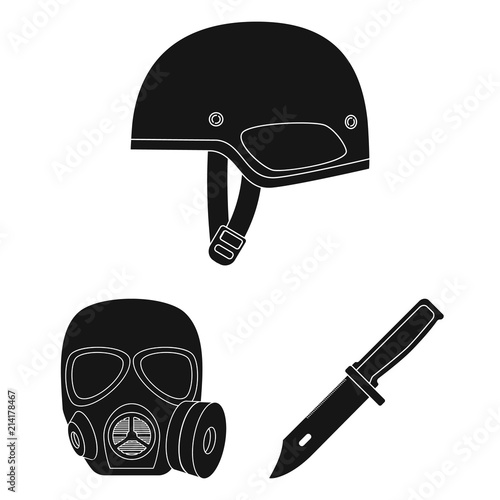 Army and armament black icons in set collection for design. Weapons and equipment vector symbol stock web illustration.