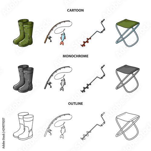 Fishing, fish, catch, fishing rod .Fishing set collection icons in cartoon,outline,monochrome style vector symbol stock illustration web.