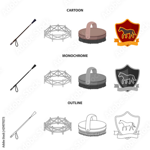 Aviary, whip, emblem, hippodrome .Hippodrome and horse set collection icons in cartoon,outline,monochrome style vector symbol stock illustration web.