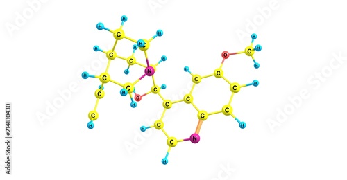 Quinine molecular structure isolated on white photo