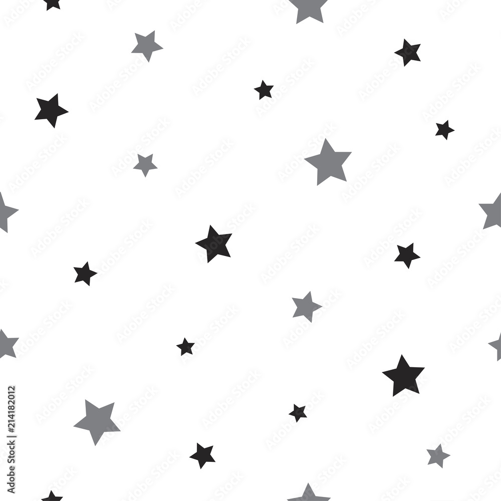 Seamless abstract pattern with little sharp black and grey stars on white background. Vector illustration. Seamless abstract pattern with little sharp black and grey stars on white background. Vector illustration.