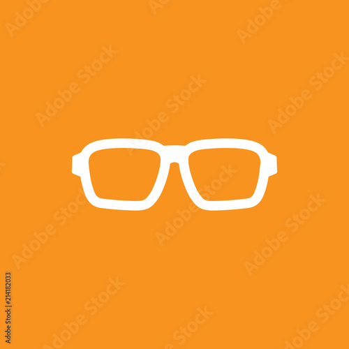 White flat hipster glasses icon isolated on orange background. Unisex student eyeglasses. Vector