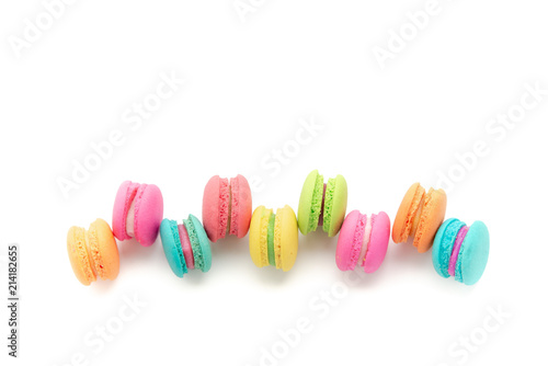 A french sweet delicacy  macaroons variety closeup.macaroon colourful texture.