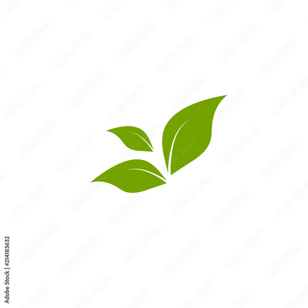 Three green leaves. Icon Isolated on white. Logo for eco company, agriculture, nature firm, ecology, Three green leaves. Icon Isolated on white. Logo for eco company, agriculture, nature firm, ecology,
